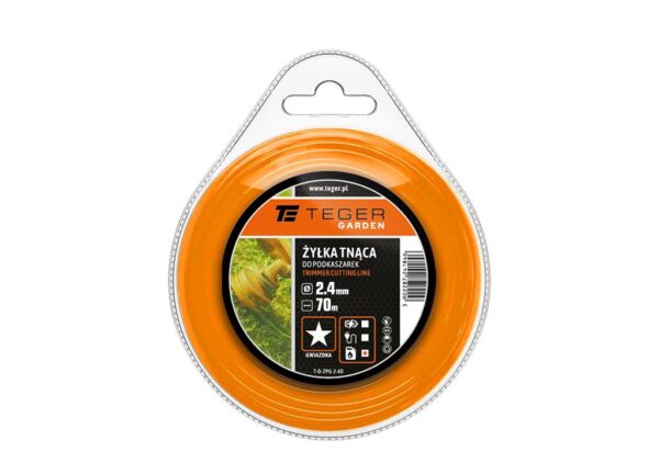Żyłka tnąca do podkaszarek / Gwiazdka / 2.4 mm / 70 m / TEGER