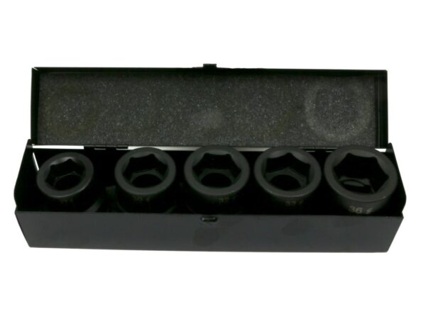 Zestaw nasadek udarowych  1"  5 cz. 27. 30. 32. 33. 36 mm ze stali CrMo DIN 3129 Waryński